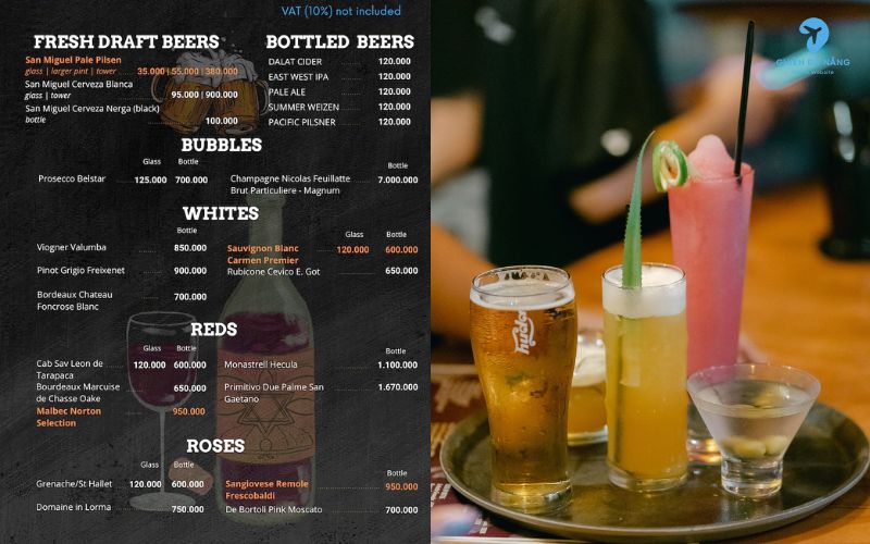 Thực đơn hấp dẫn tại Paradise Beach Bar & Cinema Danang