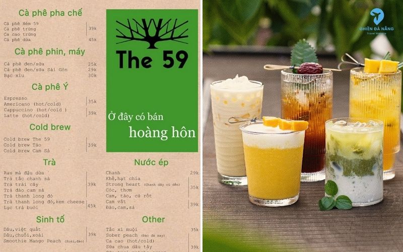 Menu thức uống hấp dẫn tại cafe The 52 Quận Hải Châu