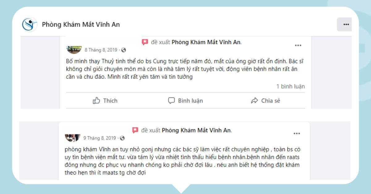 Đánh giá tốt của người nhà người bệnh khám Mắt tại PK Mắt BS Cung