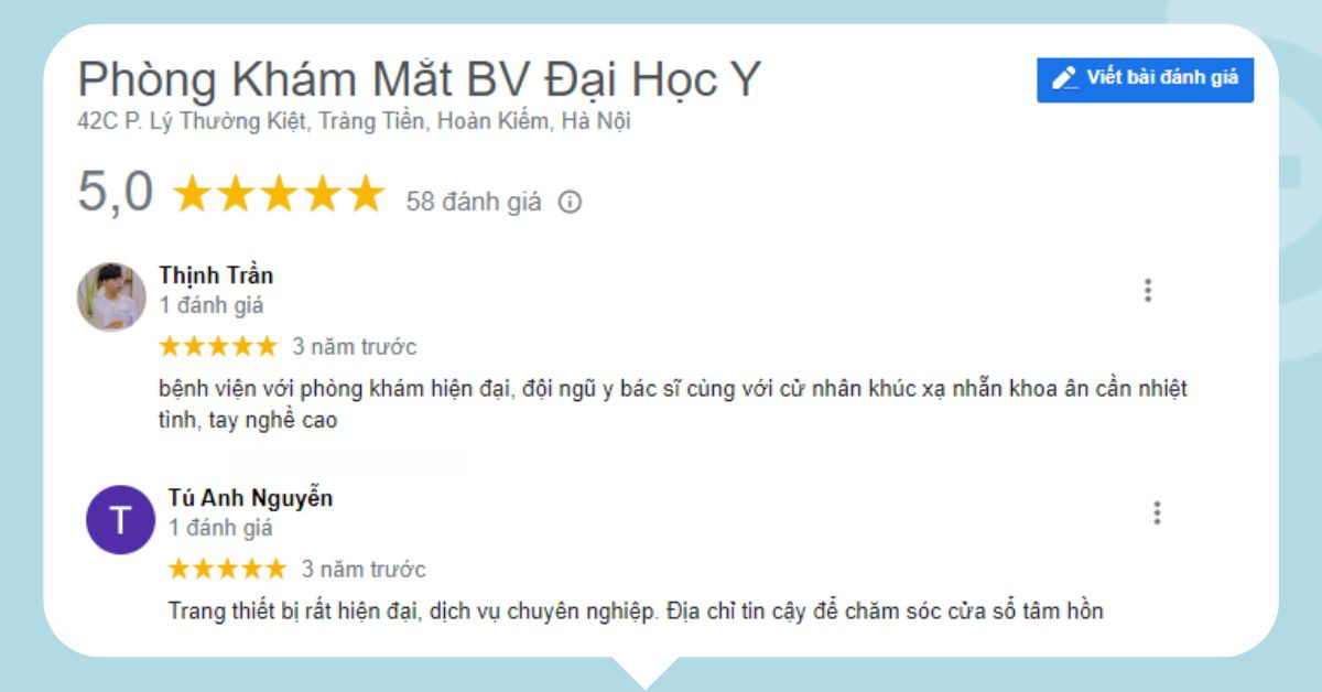 Review Phòng khám Mắt Bệnh viện Đại học Y 42C Lý Thường Kiệt