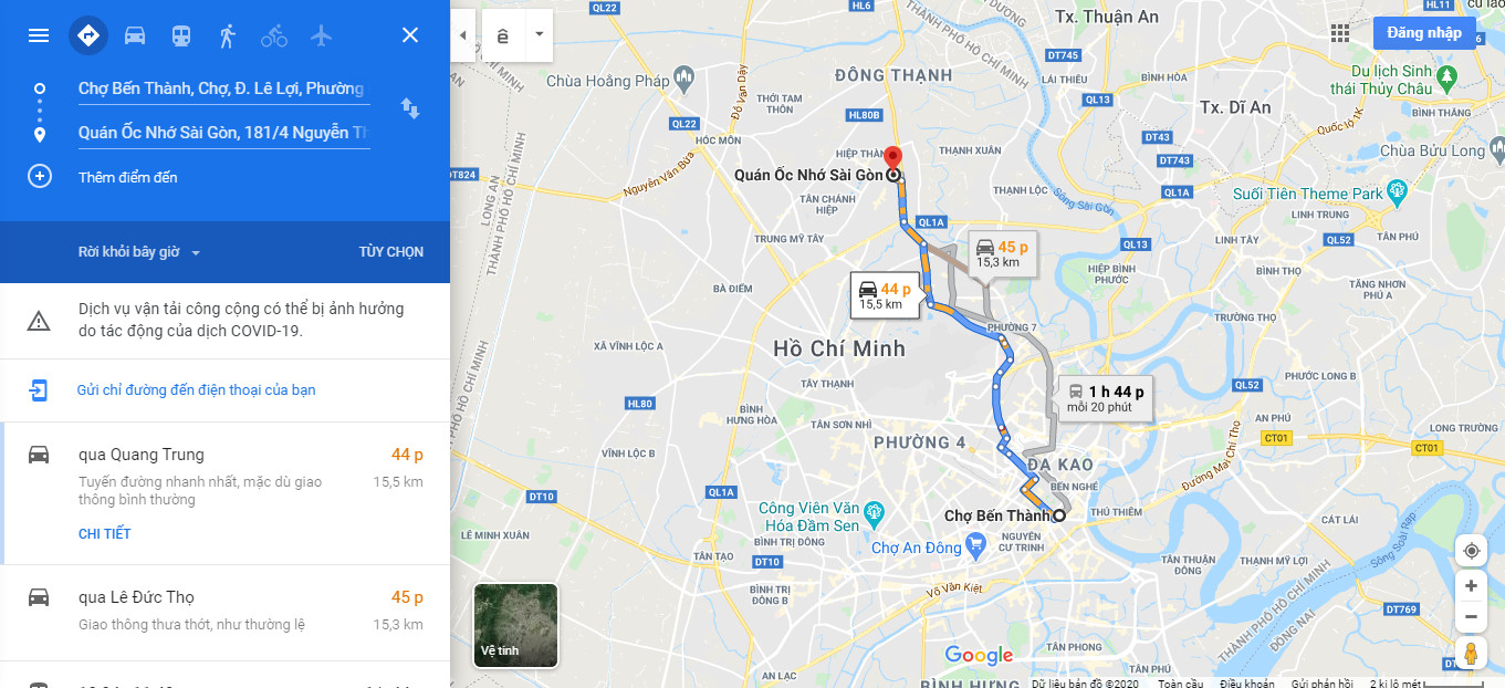 Hướng dẫn di chuyển đến quán ốc Nhớ Sài Gòn quận 12