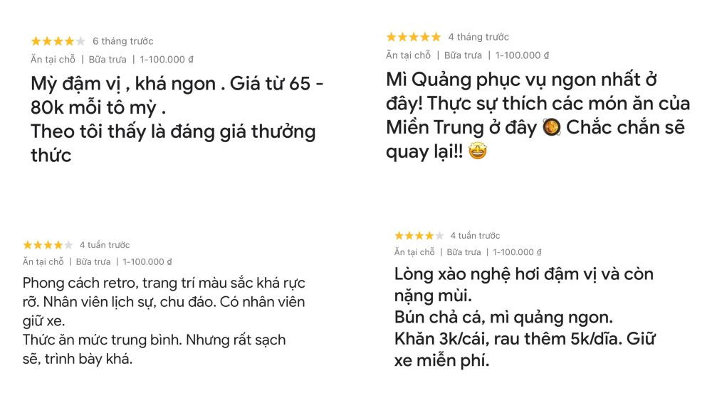 Đánh giá của khách hàng về món và không gian quán Thým Bi (Ảnh: Google Maps)